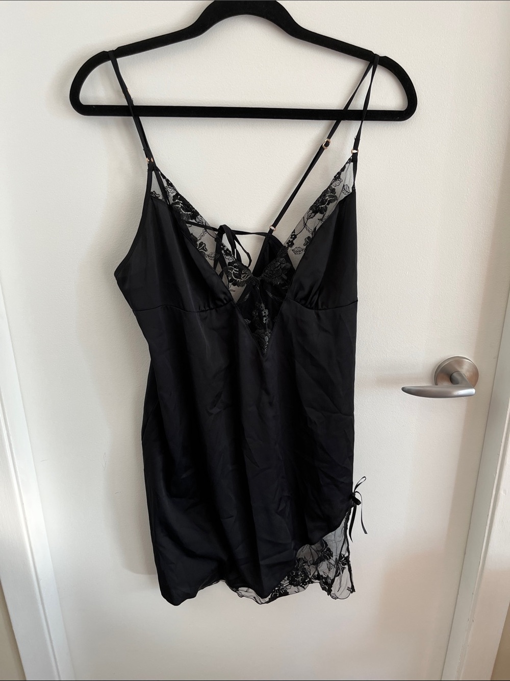 Honey Birdette Black Satin & Lace Chemise XXL